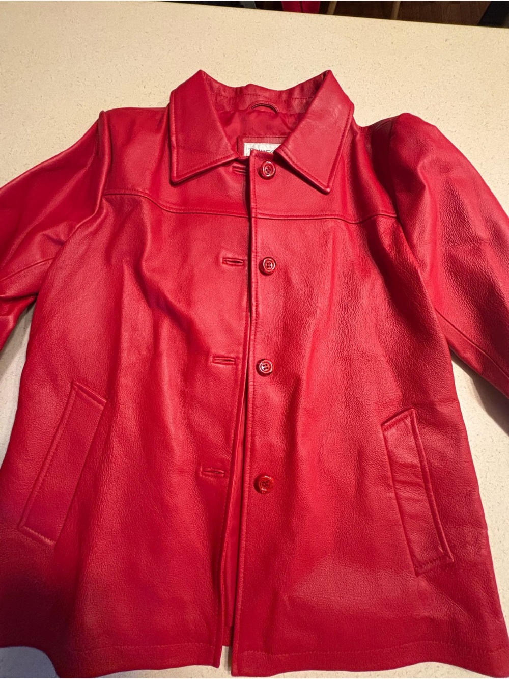 Tribeca vintage Red Women's Leather Jacket - Classic Button-Up